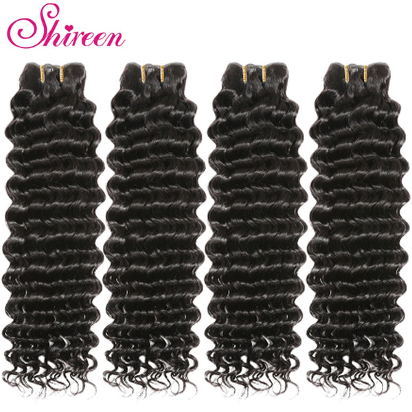 Shireen Indian Hair Weave Deep Wave Bundles Natural Black Color 100% Remy Human Hair Extension Deep wave Hair 3 Bundles