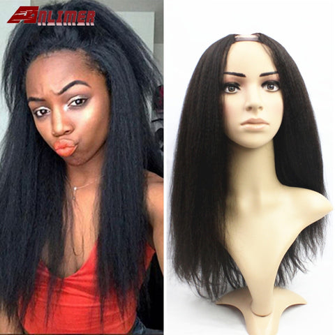 Top Quality Yaki Straight U Part Wig Human Hair Wigs Brazilian Remy Hair 150 Density Italian Yaki Middle Part Wigs Full End