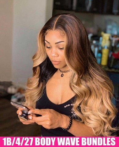 Ombre Body Wave Bundles Brazilian Hair Weave Bundles Honey Blonde Human Hair 3/4 Bundles Remy Ombre Human Hair Extensions