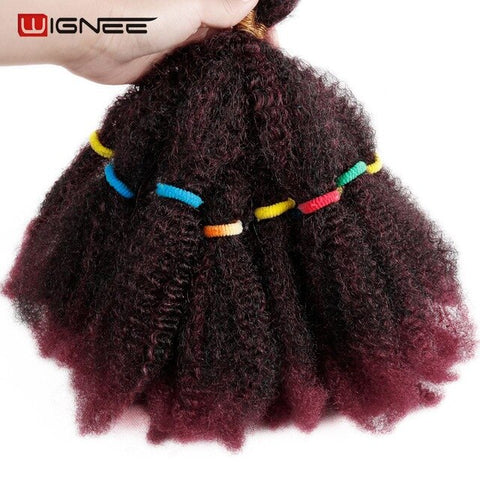 Wignee Afro Kinky Bulk Synthetic Hair Extension for Women Crochet Twist Braiding Hair Bundle Natural Black For African American