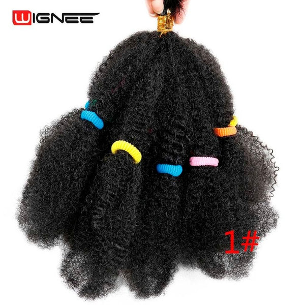 Wignee Afro Kinky Bulk Synthetic Hair Extension for Women Crochet Twist Braiding Hair Bundle Natural Black For African American